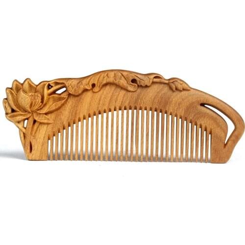 Hand Carved Sandalwood Craft Comb Professional Haircut Carved Massage Comb Hair Brush Styling Tool