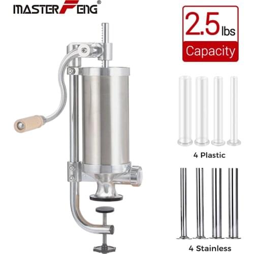 2.5 lbs Homemade Manual Stainless Steel Sausage Filler Sausage Maker Sausage Syringe Kitchen Meat Tool Meat Sausage Stuffer