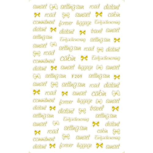 UPRETTEGO SUPER THIN SELF ADHENSIVE 3D NAIL ART NAIL SLIDER STICKER WHITE BLACK GOLDEN SILVERY CARROT CHERRY LETTER F209-212