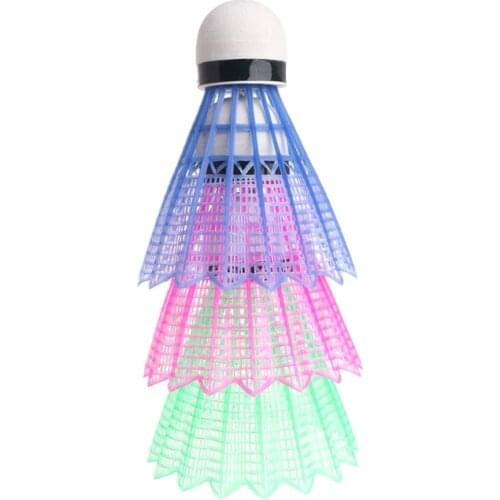 New 3pcs LED Glowing Light Up Plastic Badminton Shuttlecocks Colorful Lighting Balls Drop Ship