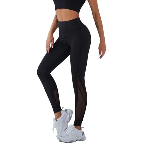 Womens Sport Leggings Black Quick Dry Mesh Yoga Pants Gym Hiking Fitness Workout Tights Running Trousers