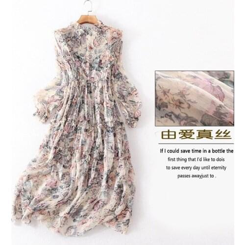 200% Summer Real Silk Dress Women Vintage Long Embroidery Floral Dresses Femela Elegant Vestidos Lady Evening Party Dress