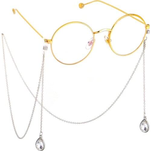 1pcs Fashion Alloy Eyeglasses Frame for Women Eyewear Water Drop Lensless Chain Pendant Decoration Half Frame Glasses frame