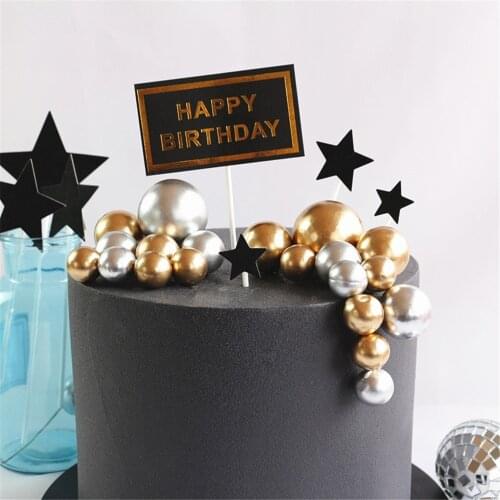 10pcs/set Lovely Silver Gold Ball Cake Topper for Birthday Wedding Baby Shower Party Cake Decorations for Home Gifts