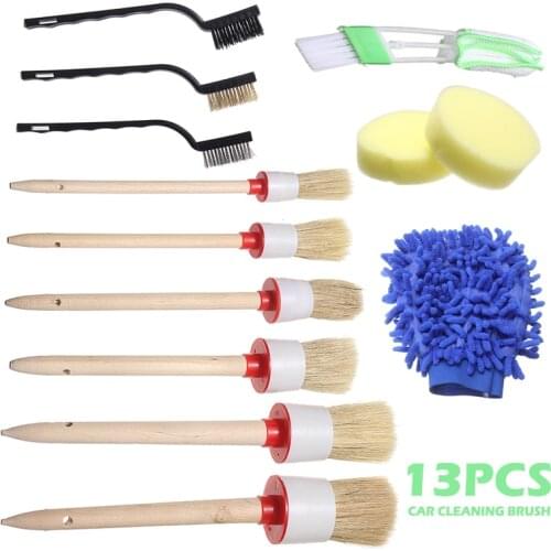 13Pcs Car Cleaning Detailing Brush Set Dirt Dust Clean Brush for Clean Car Motorcycle Interior Exterior Leather Air Vents