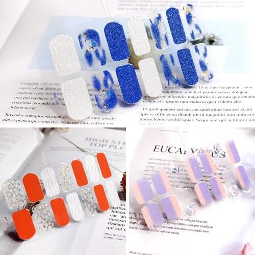 14tips/sheet Tips Nail Art Full Cover Self Adhesive Stickers Polish Transfer Tips Wraps Waterproof Nail Stickers Decals Manicure