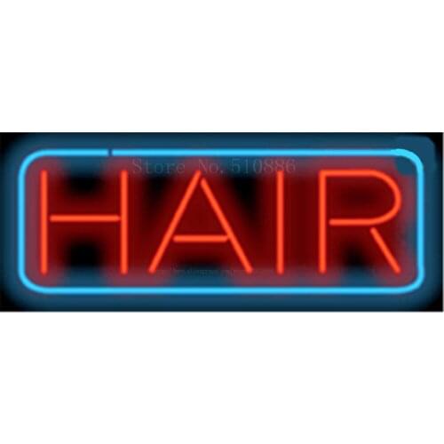 17*14" Hair NEON SIGN REAL GLASS BEER BAR PUB LIGHT SIGNS store display Restaurant Shop financial business Advertising Lights