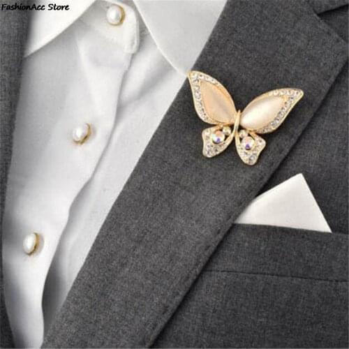2 Colors Butterfly Brooch Cute Rhinestone Brooches For Wedding Women Fashion Jewelry Good Gift