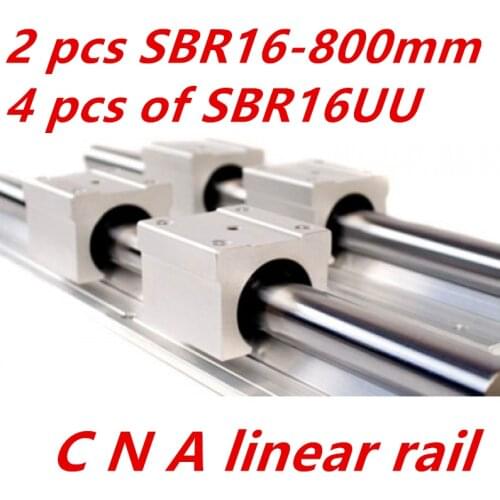 2pcs SBR16 800mm Linear Bearing Rails + 4pcs SBR16UU Linear Motion Bearing Blocks (can be cut any length)