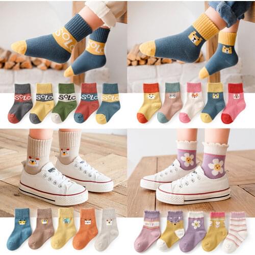 5 Pairs/lot Baby Boys Girls Socks Fashion Cartoon Animal Pattern Cotton Kids Socks 1-12 Years New Spring Autumn Socks for Boy