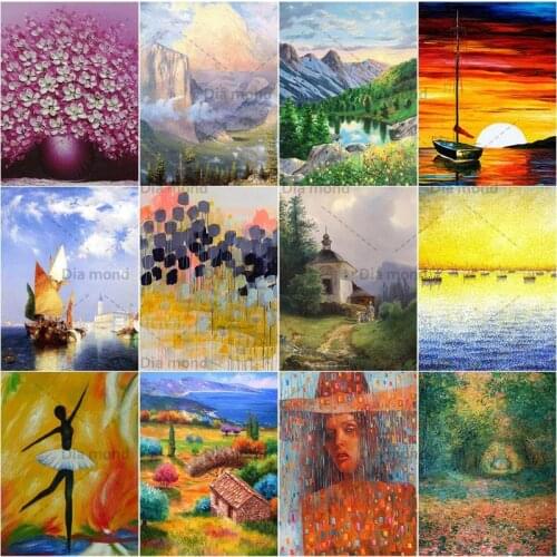 5D Diamond Painting Mountain Landscape Handicrafts Full Drill Diamond Embroidery Sunset Landscape Cross Stitch Home Decor Gift