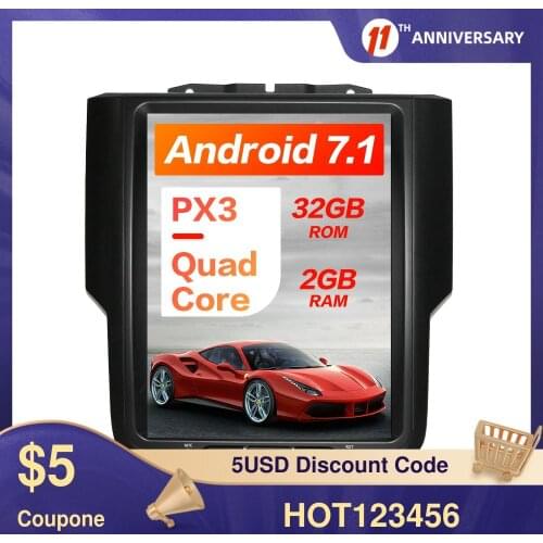 Android 7.1 32G Tesla style Car Multimedia Player GPS Navigation For Dodge RAM 1500 2500 3500 2013-2019 Auto Stereo Head Unit