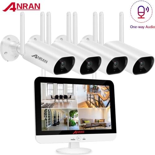 All-in-one Wireless Security Camera System with 12.5'' LCD Monitor,8CH NVR and 4pcs Outdoor Waterproof Wireless Security Cameras
