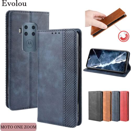 Retro Flip Book Leather Cover for Moto G8 Plus G8 E6 Play One Zoom Magnetic flip Wallet Case for Moto one One Action P40 Power