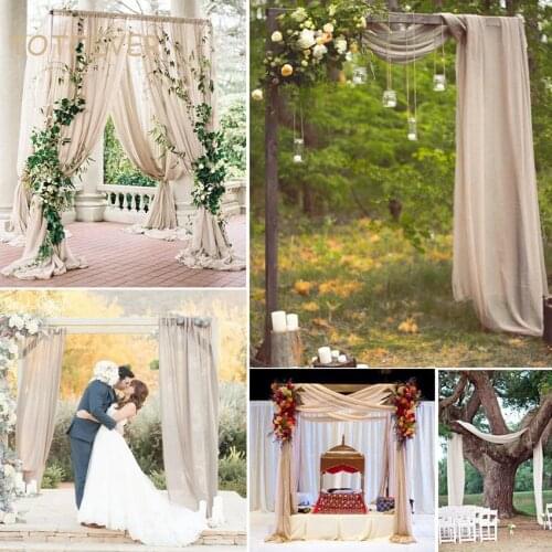 5Mx1.5M Nude Chiffon Fabric For Wedding Backdrops Party Ceremony Arch Drapery Venue Hanging Decorations Favors