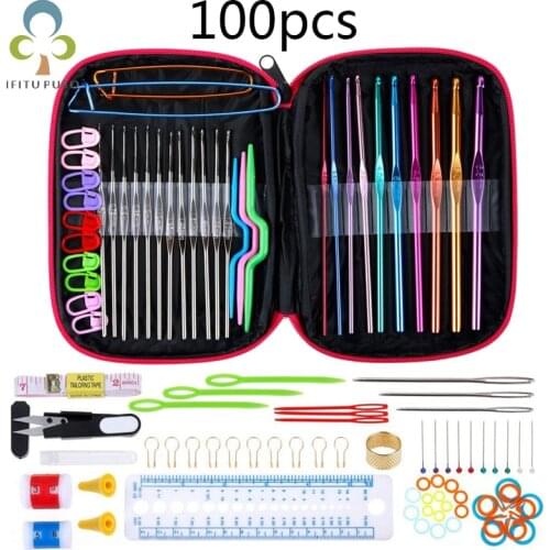 DIY Needle Arts Craft Scissors Stitch Markers Sewing Tools Crochet Hooks Set With Case 14 Styles Knitting Needles Set WYW