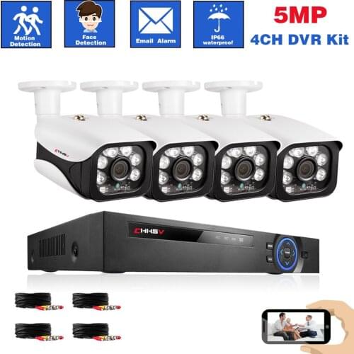 Video Surveillance Kit 1080P 5MP HD DVR 4CH CCTV System For Home 4 Security Camera 2000TVL Outdoor Video Surveillance System