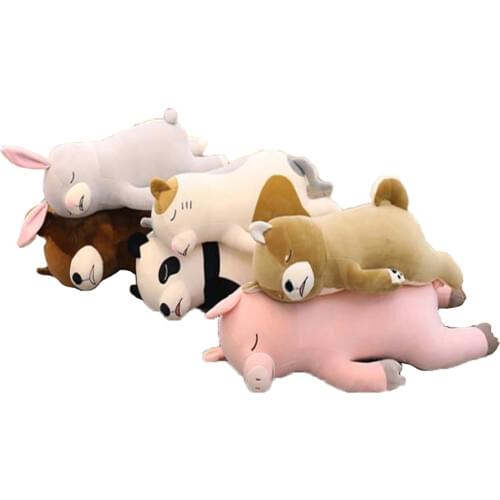 Lying dog plush toy girl holding sleeping rag doll cute germination girl holding pillow panda pig rabbit holding pillow clip leg