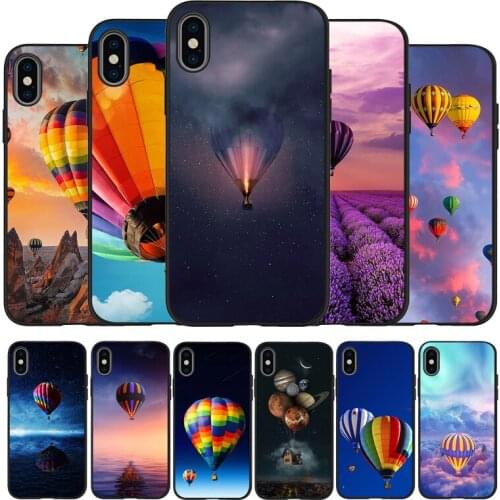 Hot Air Balloon Black TPU Silicone Soft Phone Case For iPhone 11 12 Pro X XR XS MAX 5 6 7 8 Plus SE 2020