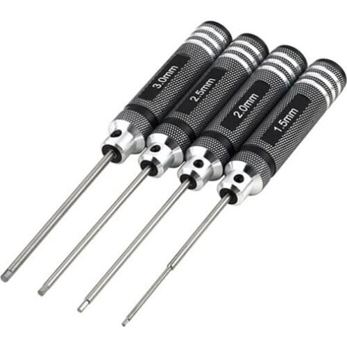 Alloy Steel 4pcs Hex Screwdriver Tool Kit 1.5/2.0/2.5/3.0mm Black Repair Tool Set