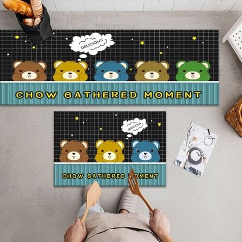 Cartoon Bear Print Non-Slip Kitchen Mat Long Rug Absorbent Entrance Doormat Prayer Carpet Indoor Corridor Area Rug