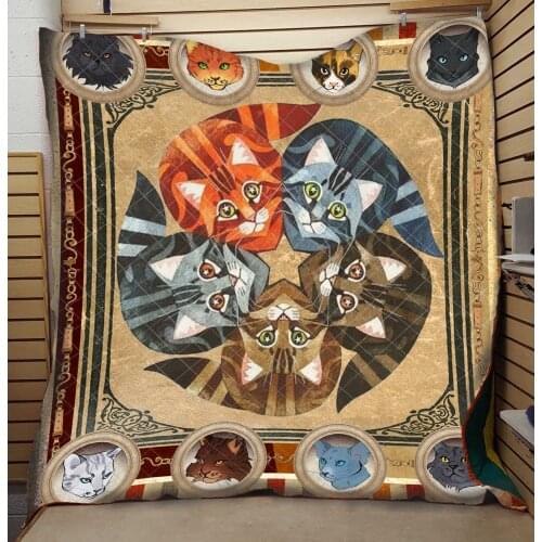 Cat Head Quilt Printed By 3d Digital Printing Kids School Adults Bed Summer Cool Quilt Vintage Hot Sales Dropshipping