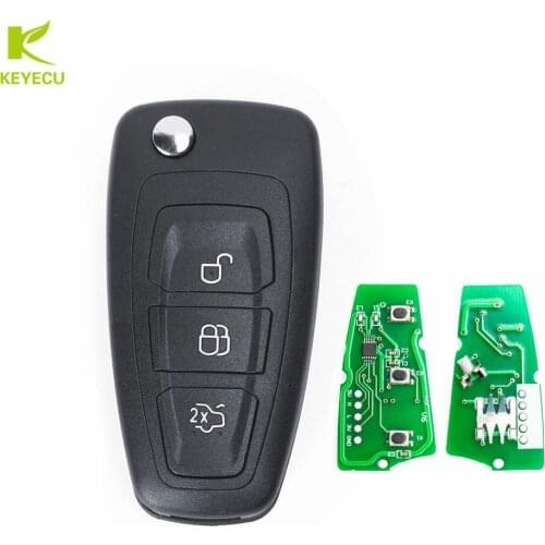 KEYECU Genuine Flip Remote Car Key Fob 3 Button 434MHz ID83 for Ford C-Max, Focus, Grand C-Max, Mondeo 2010-2014 P/N: 5WK49986