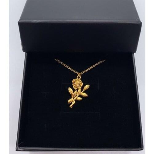 Stainless Steel Rose Flower Necklace For Women Girls Gold Silver Color Plant Necklace Pendant 2021 Jewerly Valentines Day Gift