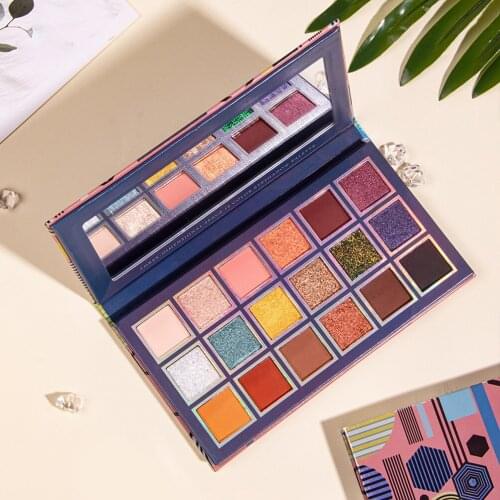 CANLEN 18 Colors Matte Shimmer Eyeshadow Palette High Pigment Powder Pearl Eye Shadow Eye Makeup Purple pressed Glitter