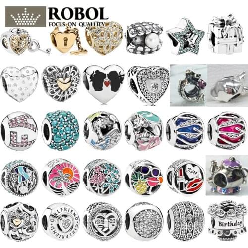 PBD ZZ 24 Silver Plated Summer Series Charm Bracelet with Love and Flower Beads Women Wedding Jewelry Original Inscription