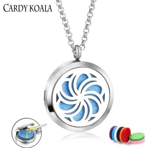 30mm perfume pendant European and American fashion DIY photo frame box essential oil Stainless steel diffusion necklace