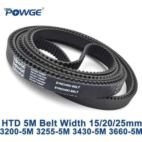 POWGE HTD 5M synchronous Timing belt C=3200/3255/3430/3660 width 15/20/25mm Teeth 640 651 686 732 HTD5M 3200-5M 3255-5M 3660-5M