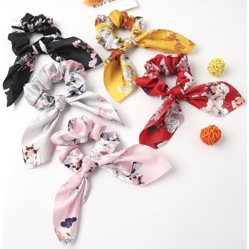 New Printed Bowknot Scrunchies Hair Ties Ponytail Holder Elastic Hair Band Women Leopard Hair Rope Headband Hair Accessories