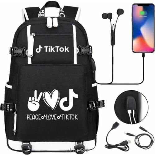 Tik Tok Backpack Students Usb Charging Children School Bag Breathable Big Capacity Waterproof Teenager Student Laptop Mochilas