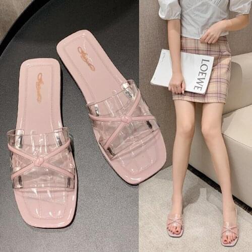 2021 Summer Women Slippers Soft Female Open Toe Fashion Transparent Casual Comfortable Women Ladies Slide Sandals Anti-slip Shoe