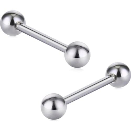 2pcs Stainless Steel Tongue Ring 14G 1.6mm Tongue Piercing Barbell Ring Bar Tragus Tong Piercing Punk Body Jewelry Pircing