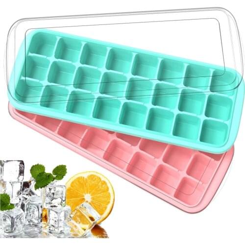 Silicone Ice Cube Trays with Lids, Food Grade Flexible Silicone Ice Molds for Cocktail Whiskey