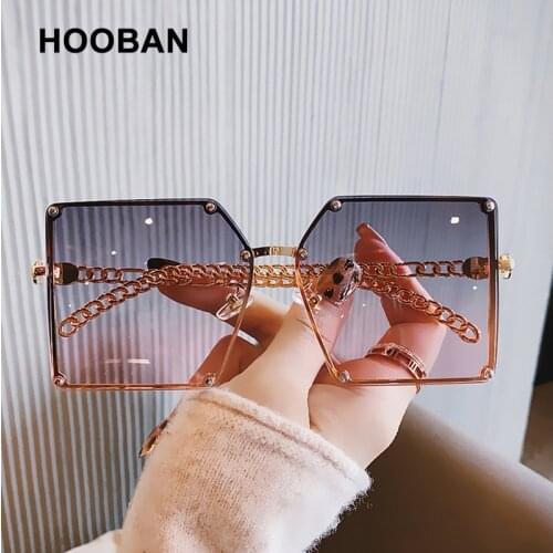 Fashion Oversized Square Sunglasses Women Men Luxury Metal Frame Sun Glasses Unisex Vintage Gradient Outdoor Eyewear UV400