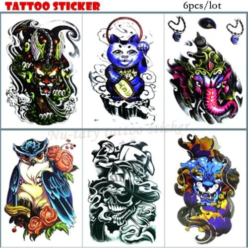 Nu-TATY Lucky Cat Temporary Tattoo Body Art Flash Tattoo Stickers 21*15cm Waterproof Tatoo Home Decor