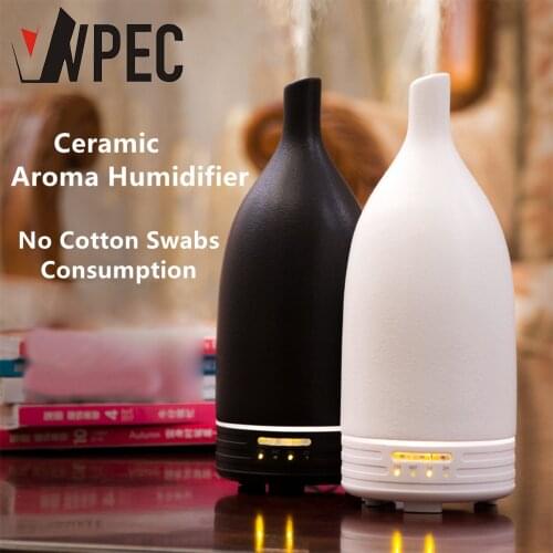 VVPEC 100ML Ceramic Essential Oils Humidifier Home Aroma Diffuser with Colorful Light Electronic Ultrasonic Mist Air Purifier