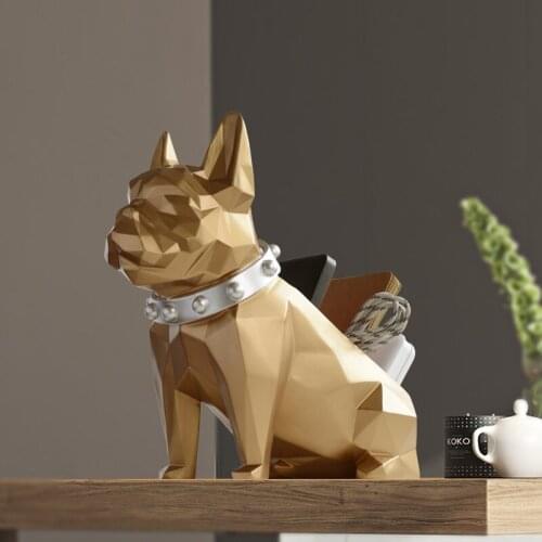 Storage Box For Home Decor Office Mobile Phone Tools Control Organizer Resin Dog Statue Figurine For Tabletop Desktop Holder
