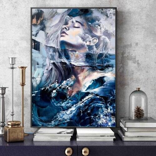 Woman Abstract Canvas Painting Wall Art Print Poster Picture Decorative Painting Living Room Abstract Woman Home Decoration