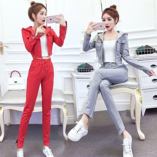 Women 2021 Spring Autumn Two Piece Set Tracksuits Female Sets Long Sleeve Hoodie Jacket Pants Sweatshirt Set Sports Suit B241