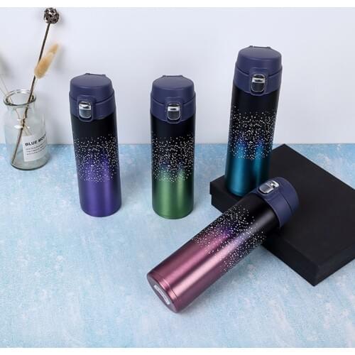 1pcs Portable Vacuum Insulated Stainless Steel Outdoor sports Bottle,Sports Wide Mouth Flask Travel Water Bottle 500ml, 4 Color