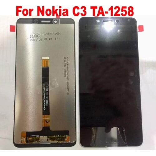 100% Tested Working Pantalla For Nokia C3 TA-1258 LCD Display Touch Screen Digiziter Assembly Glass Sensor Phone Panel Parts