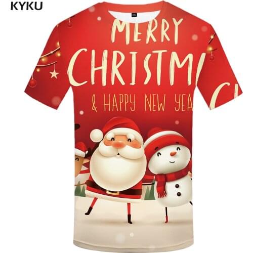 2021 Funny T shirts Christmas T-shirts Men Tshirts Casual Santa Claus T shirt 3d Snowman Print Party Tshirt Printed Short Sleeve