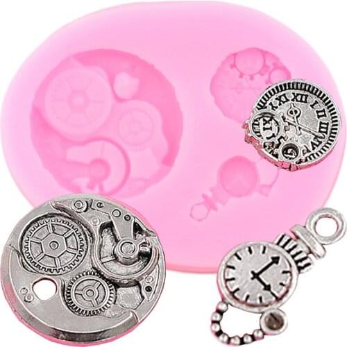 3D Clock Silicone Molds DIY Fondant Candy Polymer Clay Mold Sugarcarft Cupcake Topper Moulds Chocolate Cake Decorating Tools