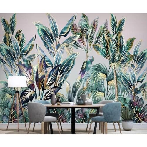 3D Wall Mural Tropical Bird Wallpaper Waterproof Canvas Murals Wall Painting Pastoral Hand Painted Wallpaper Nordic