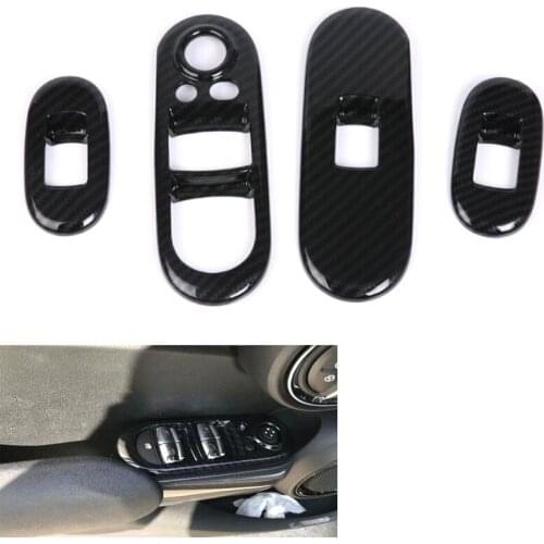 4Pcs/set Car Window Lift Switch Button Cover Trim Stickers For Mini 5-Door F55 LHD 2015-2018