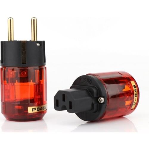 5Pairs P046E+C046 24K Gold-Plated EU SCHUKO Power Plug EUR Power Connector HIFI